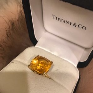 14k Gold Tiffany Citrine Sparkler Ring: Size 6